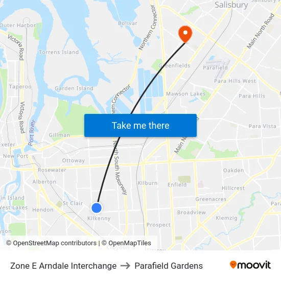 Zone E Arndale Interchange to Parafield Gardens map