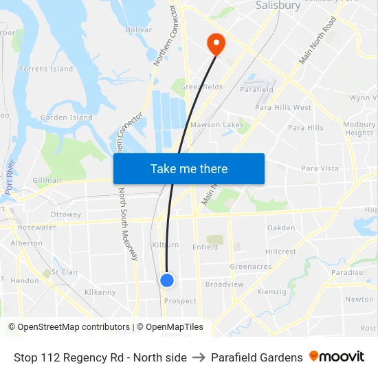 Stop 112 Regency Rd - North side to Parafield Gardens map