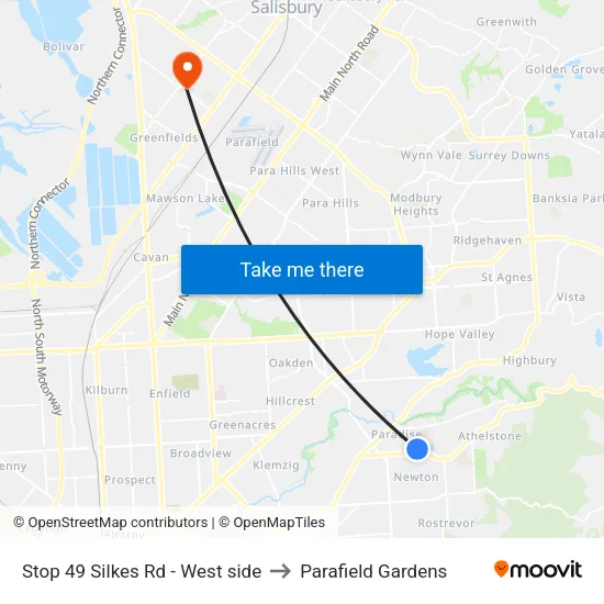 Stop 49 Silkes Rd - West side to Parafield Gardens map