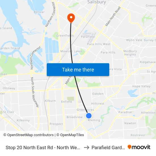 Stop 20 North East Rd - North West side to Parafield Gardens map