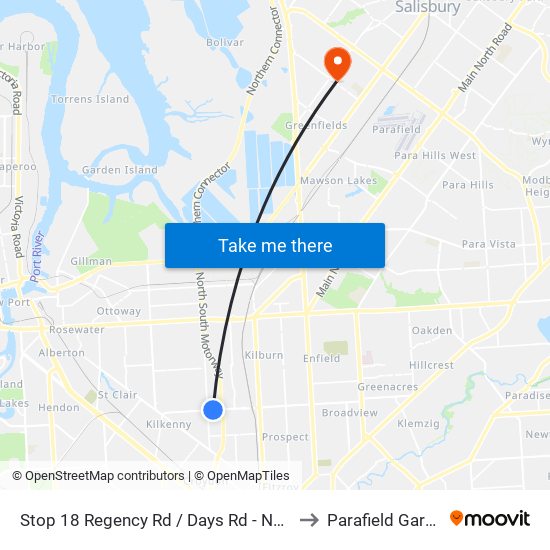 Stop 18 Regency Rd / Days Rd - North side to Parafield Gardens map