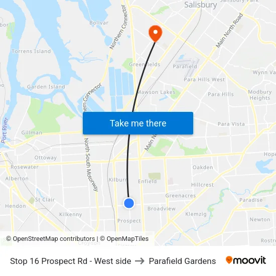 Stop 16 Prospect Rd - West side to Parafield Gardens map
