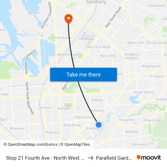 Stop 21 Fourth Ave - North West side to Parafield Gardens map