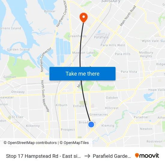 Stop 17 Hampstead Rd - East side to Parafield Gardens map