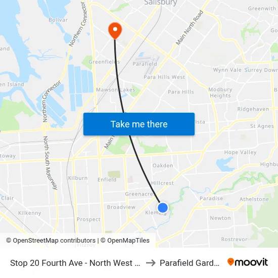 Stop 20 Fourth Ave - North West side to Parafield Gardens map