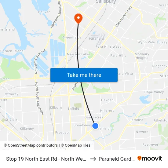 Stop 19 North East Rd - North West side to Parafield Gardens map