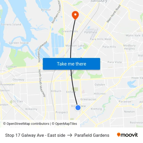 Stop 17 Galway Ave - East side to Parafield Gardens map