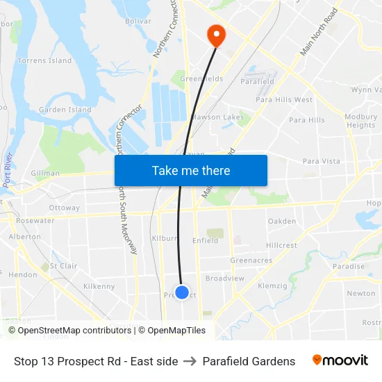 Stop 13 Prospect Rd - East side to Parafield Gardens map