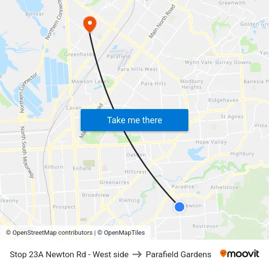 Stop 23A Newton Rd - West side to Parafield Gardens map