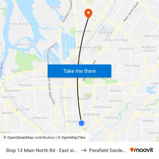 Stop 13 Main North Rd - East side to Parafield Gardens map
