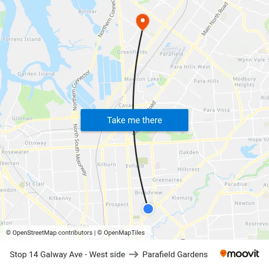Stop 14 Galway Ave - West side to Parafield Gardens map