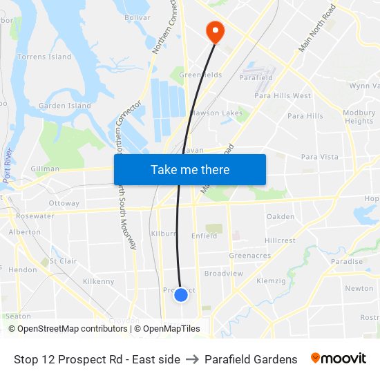 Stop 12 Prospect Rd - East side to Parafield Gardens map