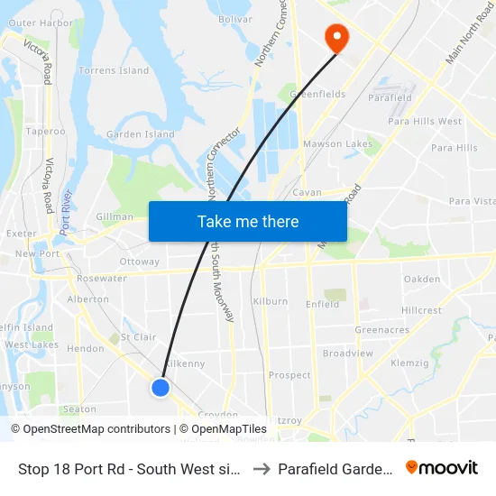 Stop 18 Port Rd - South West side to Parafield Gardens map