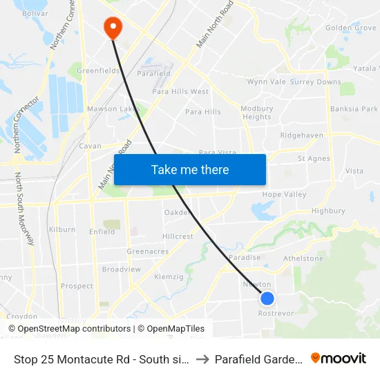 Stop 25 Montacute Rd - South side to Parafield Gardens map