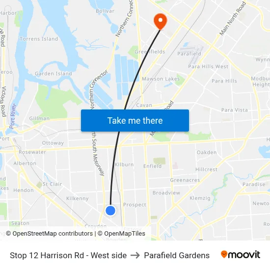 Stop 12 Harrison Rd - West side to Parafield Gardens map