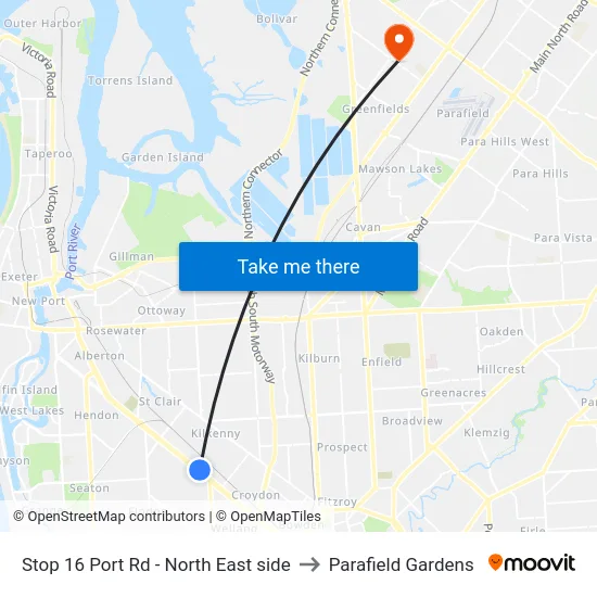 Stop 16 Port Rd - North East side to Parafield Gardens map