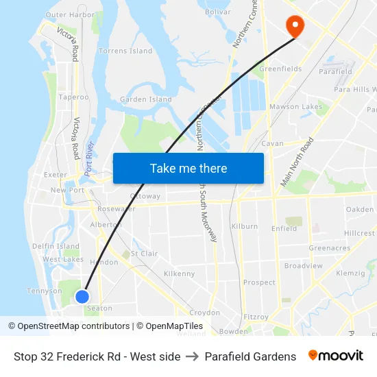 Stop 32 Frederick Rd - West side to Parafield Gardens map