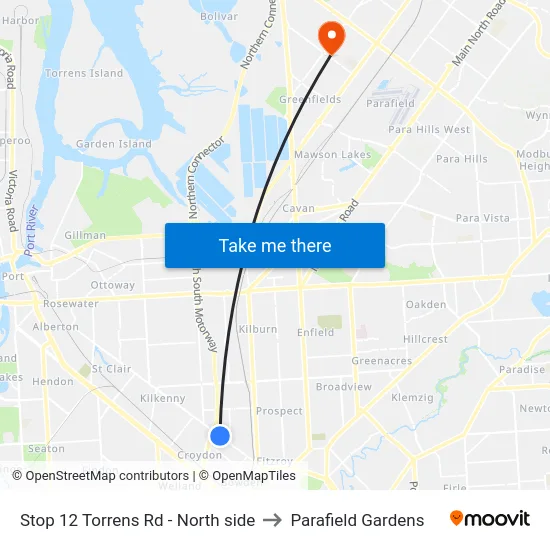 Stop 12 Torrens Rd - North side to Parafield Gardens map