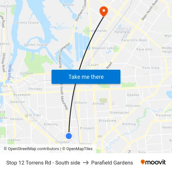 Stop 12 Torrens Rd - South side to Parafield Gardens map