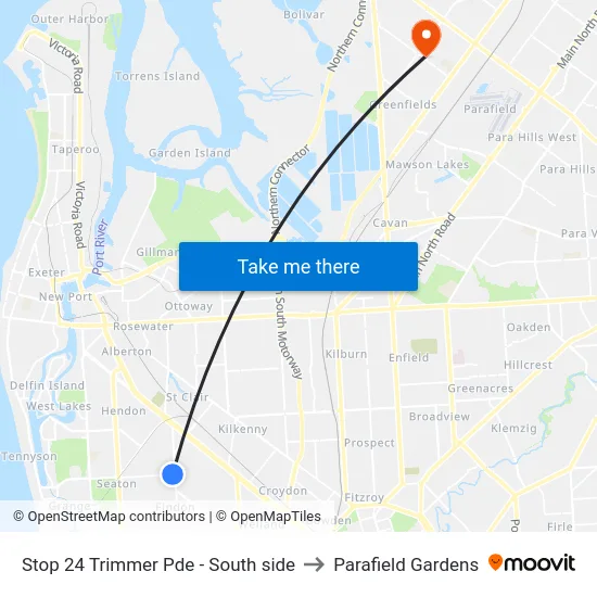 Stop 24 Trimmer Pde - South side to Parafield Gardens map