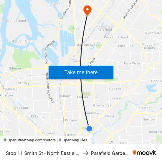 Stop 11 Smith St - North East side to Parafield Gardens map