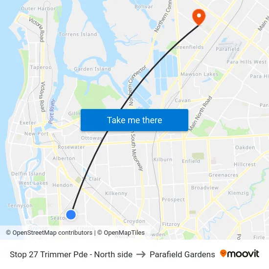 Stop 27 Trimmer Pde - North side to Parafield Gardens map