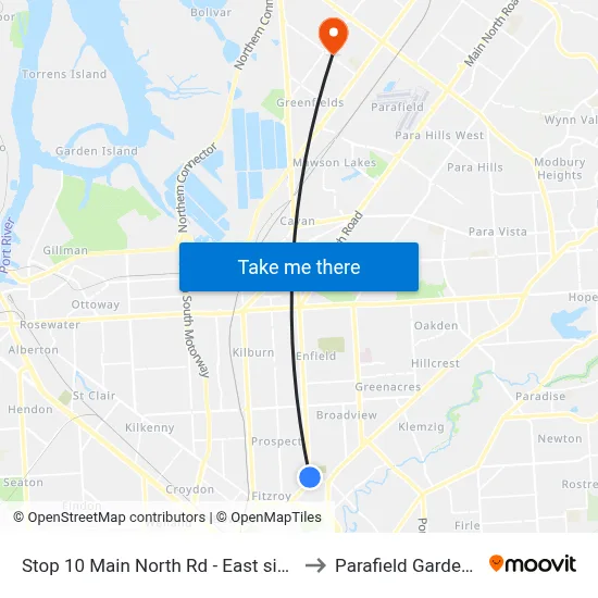 Stop 10 Main North Rd - East side to Parafield Gardens map