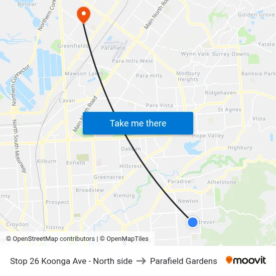 Stop 26 Koonga Ave - North side to Parafield Gardens map