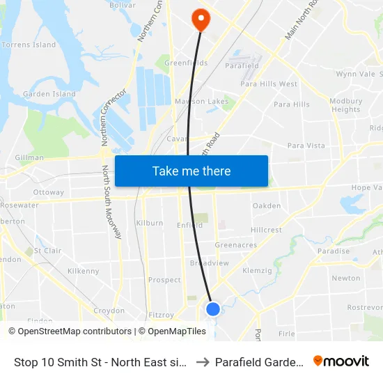 Stop 10 Smith St - North East side to Parafield Gardens map