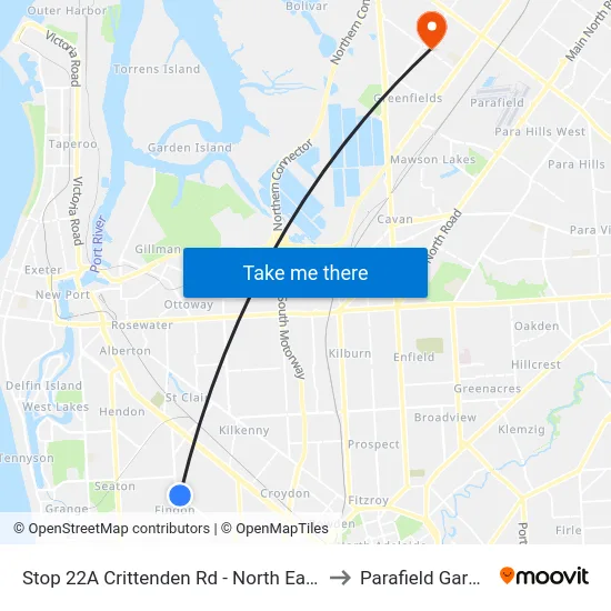 Stop 22A Crittenden Rd - North East side to Parafield Gardens map