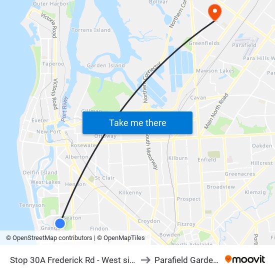 Stop 30A Frederick Rd - West side to Parafield Gardens map