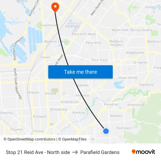Stop 21 Reid Ave - North side to Parafield Gardens map