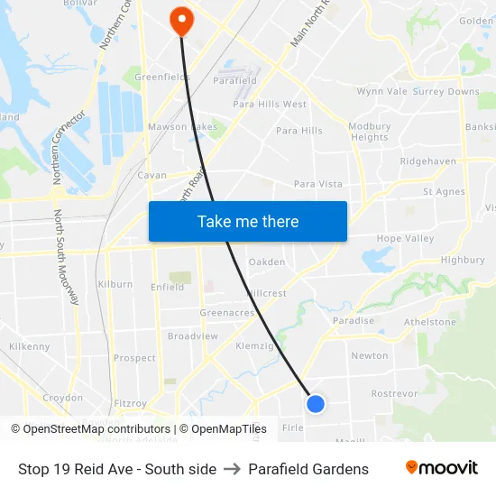 Stop 19 Reid Ave - South side to Parafield Gardens map