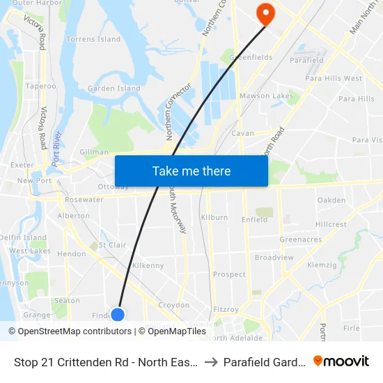 Stop 21 Crittenden Rd - North East side to Parafield Gardens map