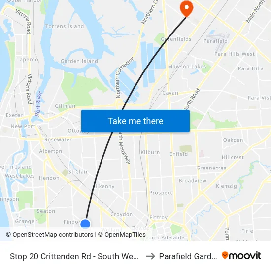 Stop 20 Crittenden Rd - South West side to Parafield Gardens map