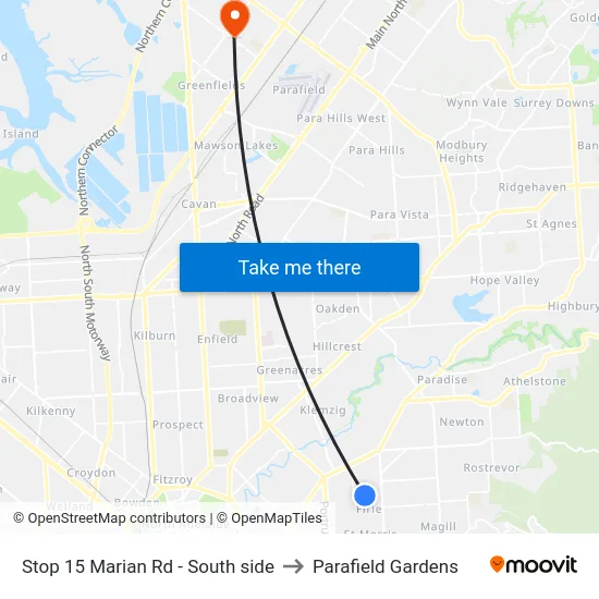 Stop 15 Marian Rd - South side to Parafield Gardens map
