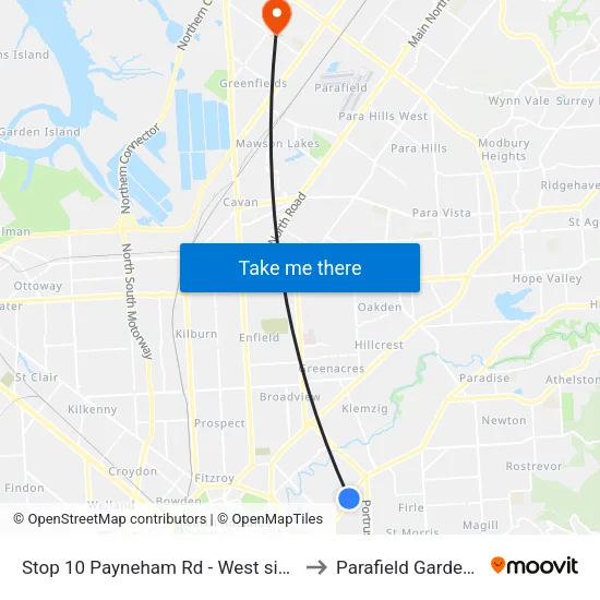 Stop 10 Payneham Rd - West side to Parafield Gardens map