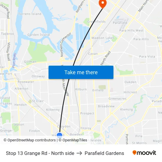 Stop 13 Grange Rd - North side to Parafield Gardens map