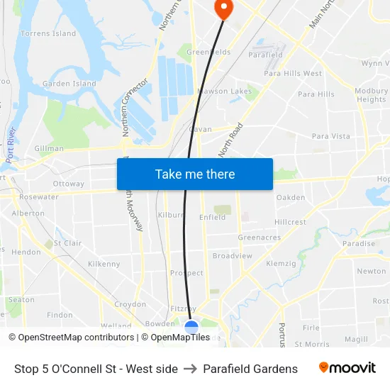 Stop 5 O'Connell St - West side to Parafield Gardens map