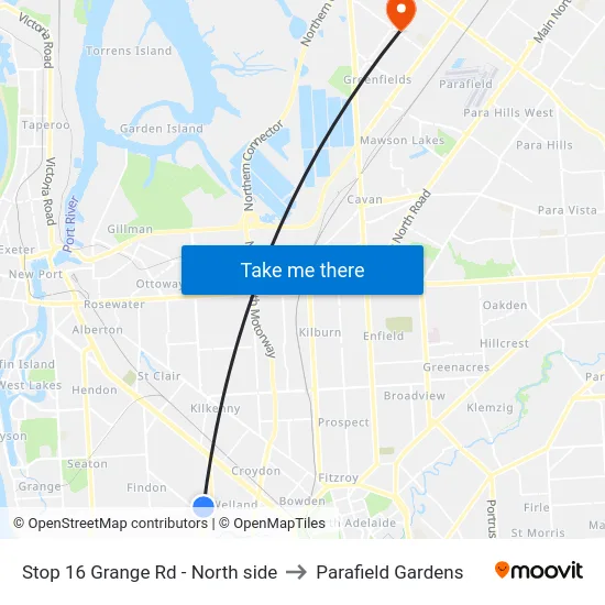 Stop 16 Grange Rd - North side to Parafield Gardens map