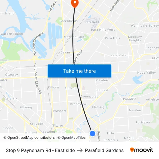 Stop 9 Payneham Rd - East side to Parafield Gardens map