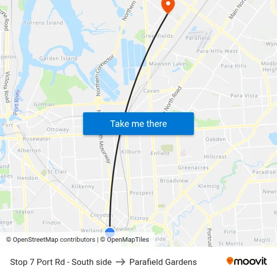 Stop 7 Port Rd - South side to Parafield Gardens map