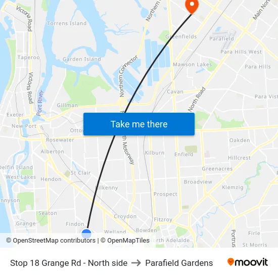 Stop 18 Grange Rd - North side to Parafield Gardens map