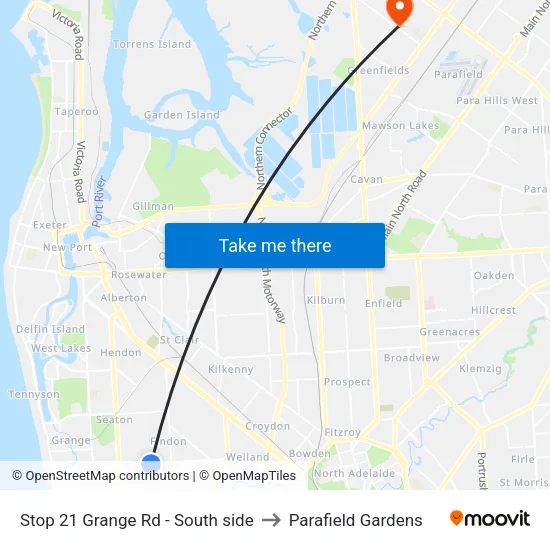 Stop 21 Grange Rd - South side to Parafield Gardens map