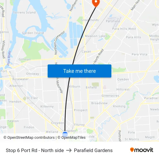 Stop 6 Port Rd - North side to Parafield Gardens map