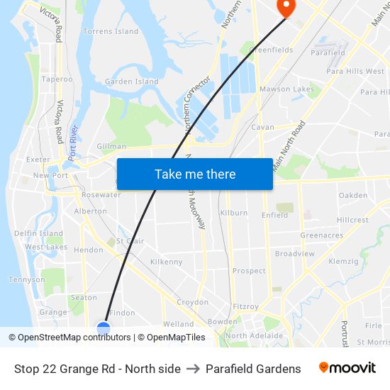 Stop 22 Grange Rd - North side to Parafield Gardens map