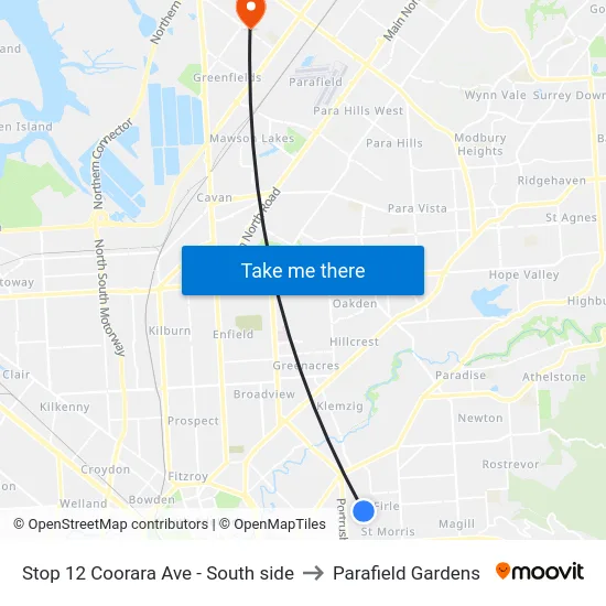 Stop 12 Coorara Ave - South side to Parafield Gardens map
