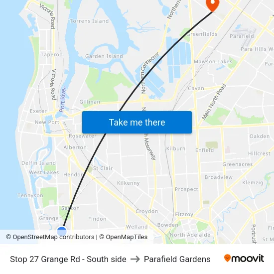 Stop 27 Grange Rd - South side to Parafield Gardens map
