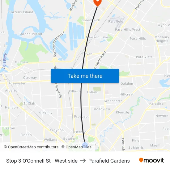 Stop 3 O'Connell St - West side to Parafield Gardens map