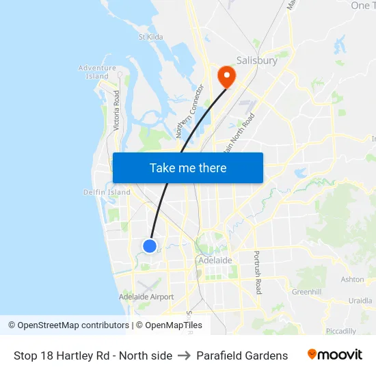 Stop 18 Hartley Rd - North side to Parafield Gardens map